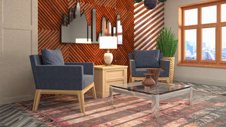 Interior of the living room. 3D illustration.の写真素材