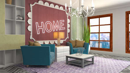 Interior of the living room. 3D illustration.の写真素材