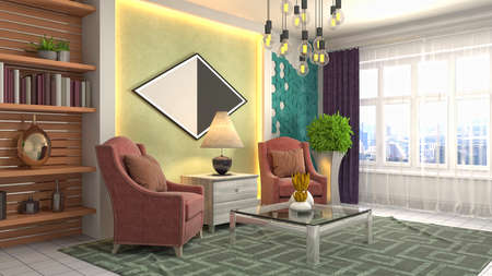 Interior of the living room. 3D illustration.の写真素材