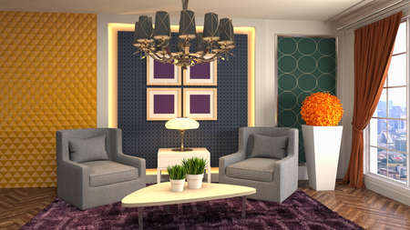 Interior of the living room. 3D illustration.の写真素材