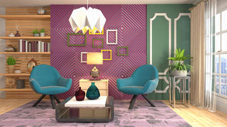 Interior of the living room. 3D illustration.の写真素材