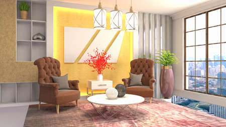 Interior of the living room. 3D illustration.の写真素材