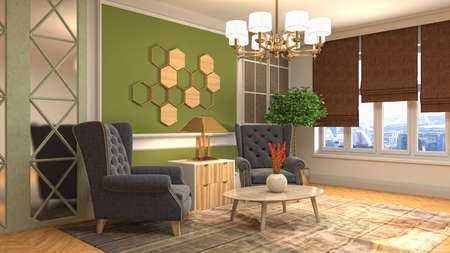 Interior of the living room. 3D illustration.の写真素材