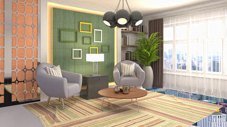 Interior of the living room. 3D illustration.の写真素材