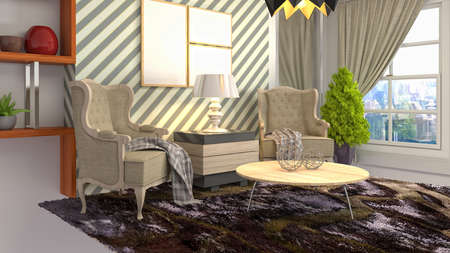 Interior of the living room. 3D illustration.の写真素材