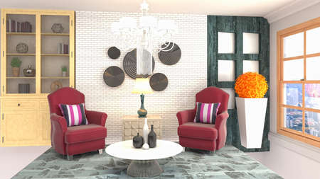 Interior of the living room. 3D illustration.の写真素材