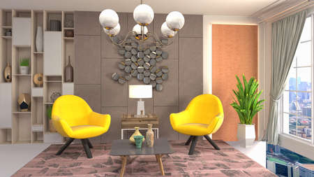 Interior of the living room. 3D illustration.の写真素材