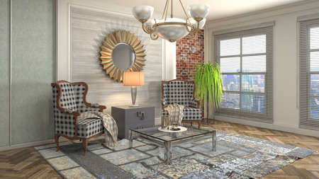 Interior of the living room. 3D illustration.の写真素材