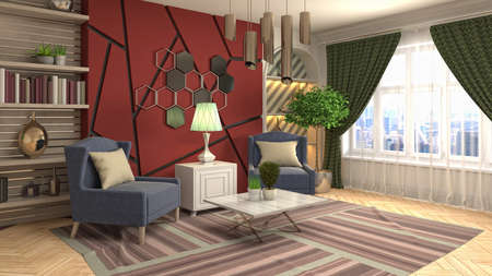 Interior of the living room. 3D illustration.の写真素材
