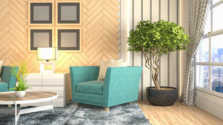 Interior of the living room. 3D illustration.の写真素材