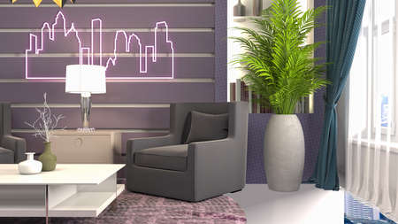 Interior of the living room. 3D illustration.の写真素材