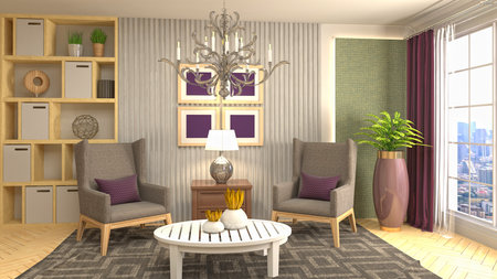 Interior of the living room. 3D illustration.の写真素材