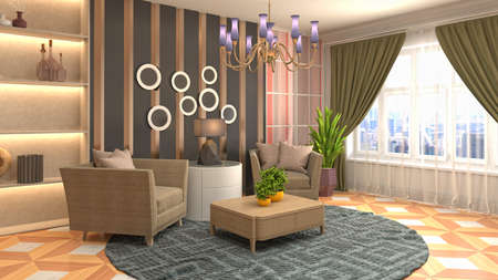 Interior of the living room. 3D illustration.の写真素材