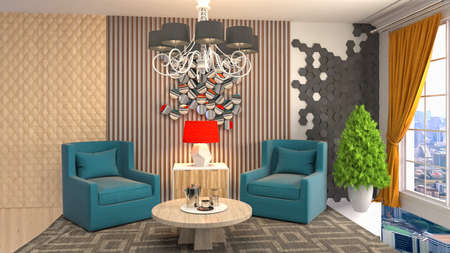 Interior of the living room. 3D illustration.の写真素材