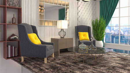 Interior of the living room. 3D illustration.の写真素材