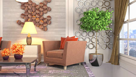 Interior of the living room. 3D illustration.の写真素材
