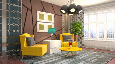 Interior of the living room. 3D illustration.の写真素材