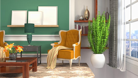 Interior of the living room. 3D illustration.の写真素材