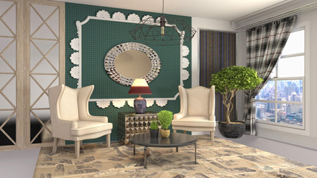 Interior of the living room. 3D illustration.の写真素材