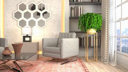 Interior of the living room. 3D illustration.の写真素材
