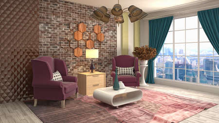 Interior of the living room. 3D illustration.の写真素材