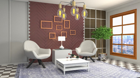 Interior of the living room. 3D illustration.の写真素材