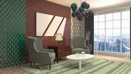 Interior of the living room. 3D illustration.の写真素材
