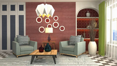 Interior of the living room. 3D illustration.の写真素材