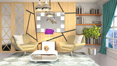 Interior of the living room. 3D illustration.の写真素材