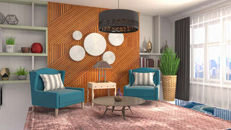 Interior of the living room. 3D illustration.の写真素材