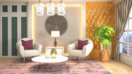 Interior of the living room. 3D illustration.の写真素材