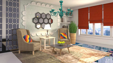 Interior of the living room. 3D illustration.の写真素材