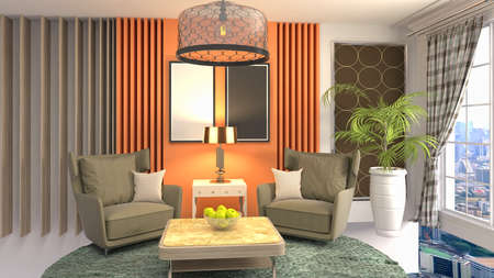 Interior of the living room. 3D illustration.の写真素材