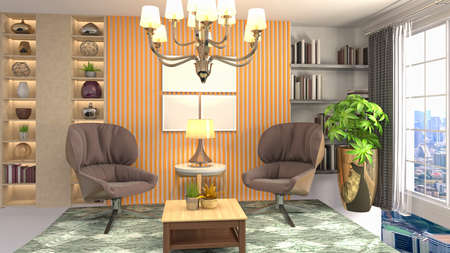 Interior of the living room. 3D illustration.の写真素材