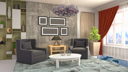 Interior of the living room. 3D illustration.の写真素材