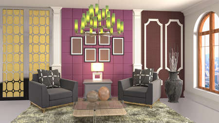 Interior of the living room. 3D illustration.の写真素材