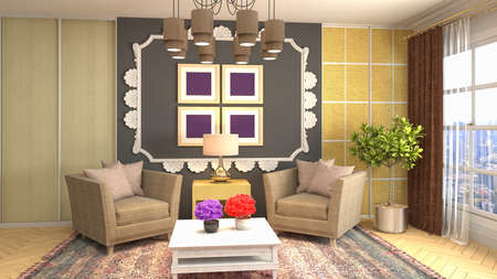 Interior of the living room. 3D illustration.の写真素材