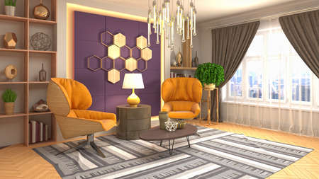 Interior of the living room. 3D illustration.の写真素材