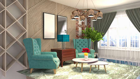 Interior of the living room. 3D illustration.の写真素材