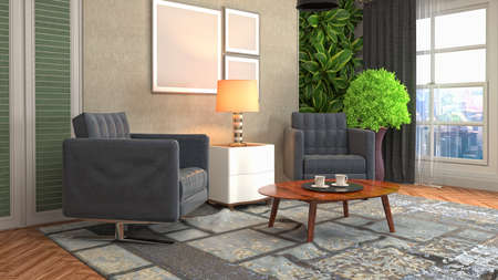 Interior of the living room. 3D illustration.の写真素材