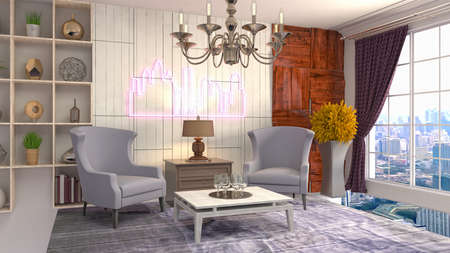 Interior of the living room. 3D illustration.の写真素材