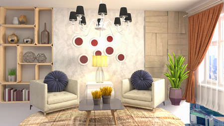Interior of the living room. 3D illustration.の写真素材