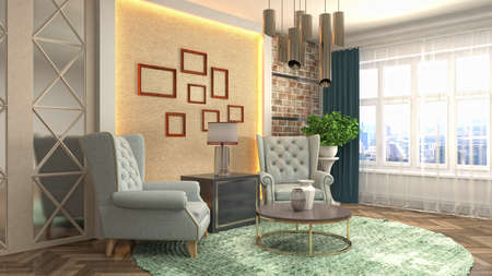 Interior of the living room. 3D illustration.の写真素材