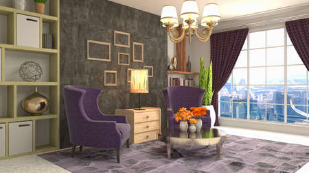 Interior of the living room. 3D illustration.の写真素材
