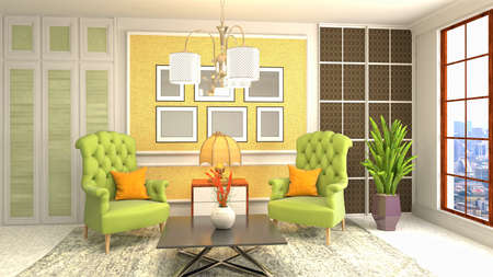 Interior of the living room. 3D illustration.の写真素材