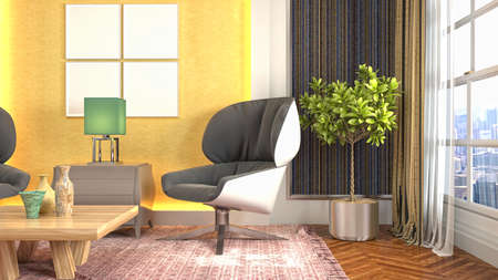Interior of the living room. 3D illustration.の写真素材