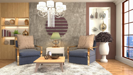 Interior of the living room. 3D illustration.の写真素材