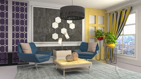 Interior of the living room. 3D illustration.の写真素材