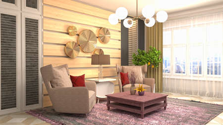 Interior of the living room. 3D illustration.の写真素材