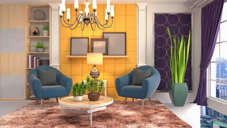 Interior of the living room. 3D illustration.の写真素材